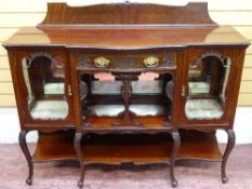 A REPRODUCTION FANCY CHINA CABINET with railback, base shelf and single central door, 99 cms high,