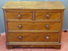 A VICTORIAN MAHOGANY CHEST OF TWO SHORT OVER TWO LONG DRAWERS with turned wooden knobs, 80.5 cms