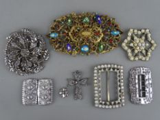 VINTAGE CUT STEEL & FILIGREE BROOCHES & BUCKLES (a small collection) to include a foil back and bead