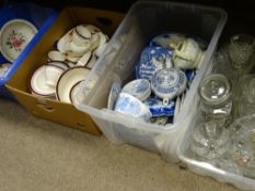 Good mixed quantity of blue and white pottery, vintage glassware with Victorian and later china
