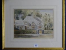 Unsigned watercolour study of a country lodge, 21.5 x 29.5 cms