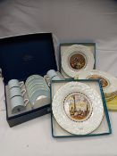 A cased Royal Worcester 'Woodland' six coffee can and saucer set and eleven Coalport bone china