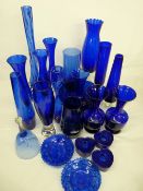 Collection of Bristol blue type glassware