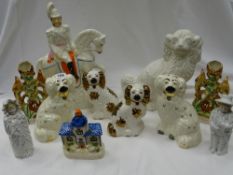 Pair of Beswick comforter dogs, 20 cms high, no. 1378-5, a pair of flatback pheasant spillholders, a