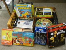Two boxes of vintage and later board games and jigsaws