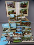 A collection of vintage postcards to include an album of steam locomotives