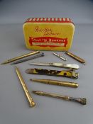 Collection of mainly Victorian propelling pencils including a Bakers pointer, stamped nine carat