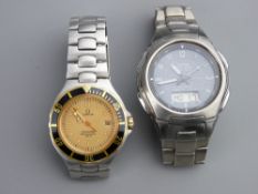 Omega Seamaster Professional wristwatch, 200m gilt dial with black and gilt bezel on a stainless