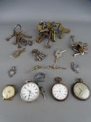 A silver cased open face key wind pocket watch with key, two further pocket watches and one other,