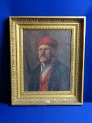 Unsigned oil on canvas - elderly European gentleman, 44 x 34 cms