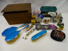 A mixed group of collectables including a quantity of gilt decorated and enamel buttons, miniature