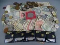 A quantity of collectable crowns and mainly pre decimal coinage along with a collection of foreign