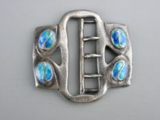 A Liberty & Co Cymric silver and enamel buckle (slight damage), 23.1 grms, Birmingham 1901