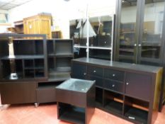 An excellent parcel of modern and stylish black ash effect lounge furniture