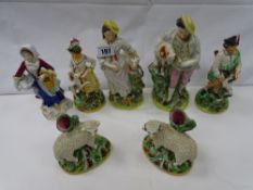 A parcel of Staffordshire flatbacks and similar