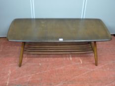 Ercol stylish coffee table with spindled under tier, 36 cms high, 100 cms long, 45 cms wide