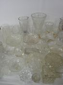 Collection of Victorian and later glassware including a cut glass mushroom lampshade
