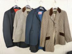 Three Caldene horse rider's jackets and one other