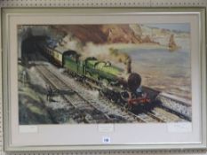 TERENCE CUNEO limited edition 337/500 print - 'Castle on the Coast', signed, 40 x 70 cms