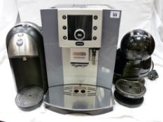 A Delonghi Perfecta Coffee machine and two further drinks machines E/T