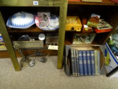 A mixed group of collectables including a circa 1940 voltage regulator, a Smiths EA clock, domino