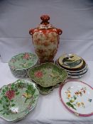 A seventeen piece Copeland Spode 'Devonia' fruit set, a good Japanese Kutani vase and cover and a