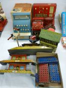 Mixed group of vintage tinplate and metal toy collectables including a pre-decimal cash register,