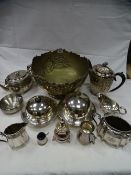 A quantity of EPNS including a floral embossed punch bowl