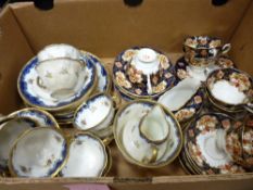 Gilt and cobalt decorated Victorian teaset and a Royal Albert 'Heirloom' part teaset