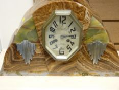 French Art Deco mantel clock, 28 cms high, 43.5 cms wide