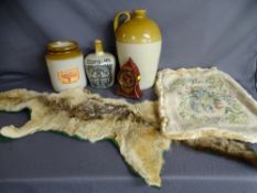 Three stoneware jars to include 'Robertson's Mincemeat', 'Cruiskeen Lawn Old Irish Whisky' from