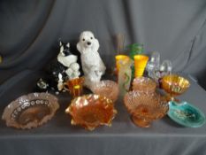 Collection of composite cats and dogs along with a parcel of carnival glassware and other similar