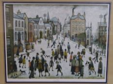 L S LOWRY print - 'A Village Square (L155), 48 x 63 cms