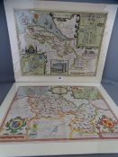 JOHN SPEEDE two unframed coloured and tinted map of Denbighshire and Flintshire, sold by Thomas