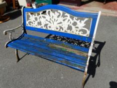 Slatted garden bench with cast iron ends, 126 cms long
