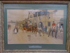 CECIL ALDIN print - 'The Great North Road, The Bell at Stilton', 35 x 56 cms