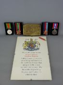 Replica WWII memorial scroll to Pte F Eddleston, Manchester Regiment, a group of four replacement