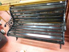 Slatted garden bench with cast iron ends, 122 cms long