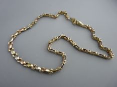Nine carat gold two tone ball and link necklace, 20.5 grms