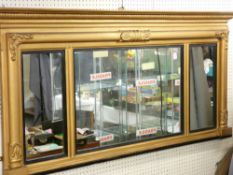 Classical style triple overmantel mirror, 71 cms high, 154 cms wide