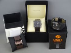 Three boxed designer gent's watches - Marea, DKNY & Nautica