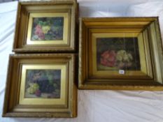 OLIVER CLARE oils on canvas, three - still life studies, one being fruit and berries in a natural