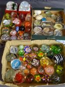 Collection of approximately sixty plus various size glass paperweights etc
