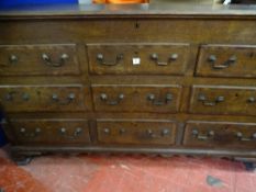 Early 19th Century oak and crossbanded Lancashire chest having Corinthian column half end pillars