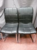 Pair of soft leather effect and chrome side chairs