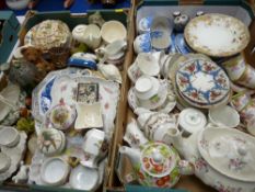 Two mixed boxes of decorative pottery, porcelain and vintage teaware