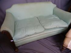 Regency style couch on carved ball feet, 152 cms long