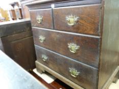 Neatly proportioned vintage oak chest of two short of two long oak lined drawers having fancy