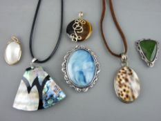 Parcel of six modern mineral pendants/brooches etc