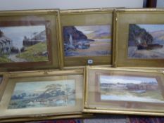 NESTA WARREN four watercolour studies - titled 'Evening' and 'The Estuary, Barmouth', 'Amlwch
